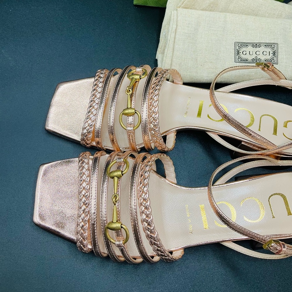Gucci Women’s Nappa Silk Old Rose Sandals SIZE 38 NWB Model 645405 AUTHENTIC - Picture 6 of 9